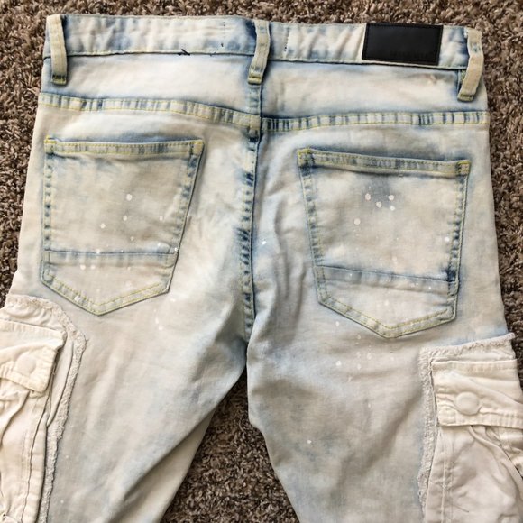 Smoke Rise Men's Rip & Repair Denim Jeans 32x32 Trendy Stylish Streetwear - Picture 6 of 15